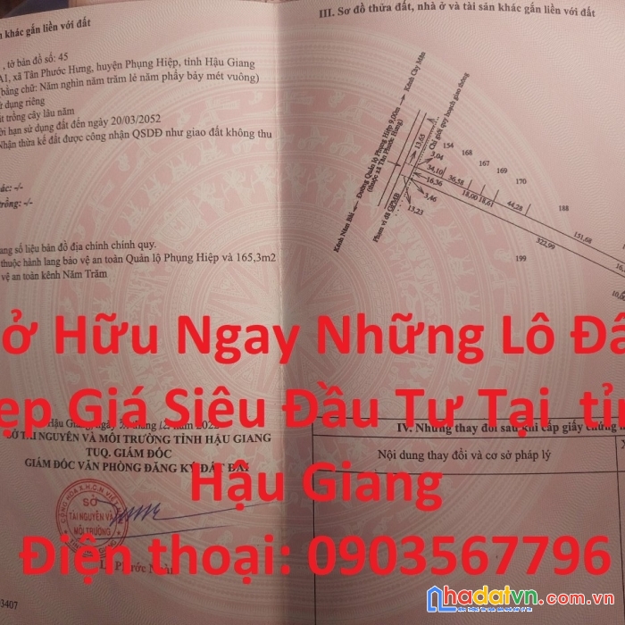 Sở hữu ngay lô đất đẹp giá siêu đầu tư tại  tỉnh hậu giang:
