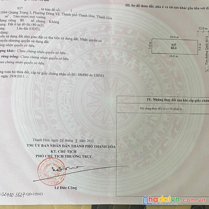 Chính chủ cần bán căn hộ quang trung 3, phường đông vệ, thành phố thanh hóa, thanh hóa