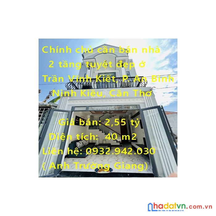 Chính chủ cần bán nhà 40m2 x 2 tầng tuyệt đẹp ở ninh kiều, cần thơ