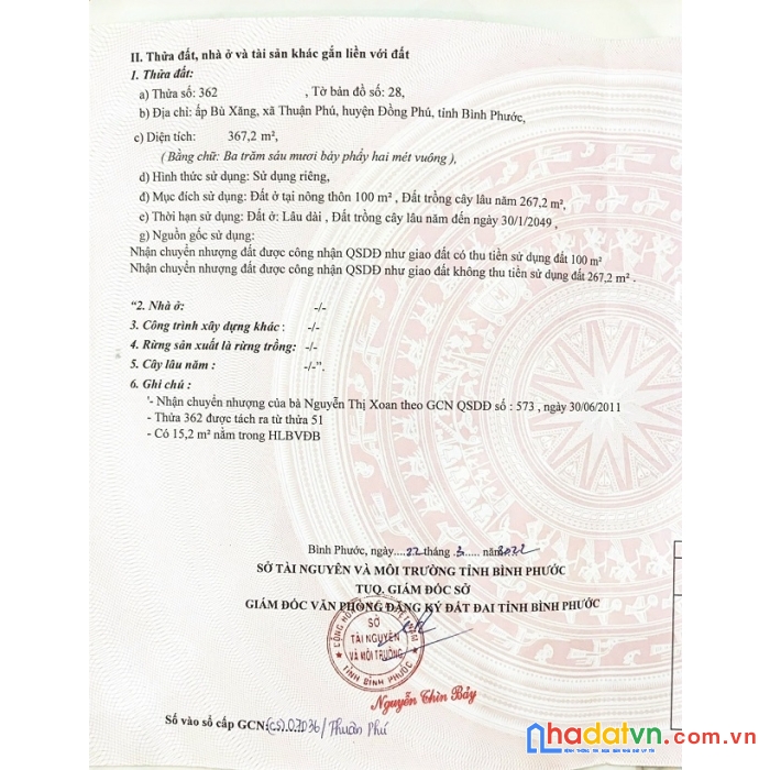 Chính chủ cần bán gấp lô đất vị trí siêu đẹp – giá đầu tư tại đồng phú