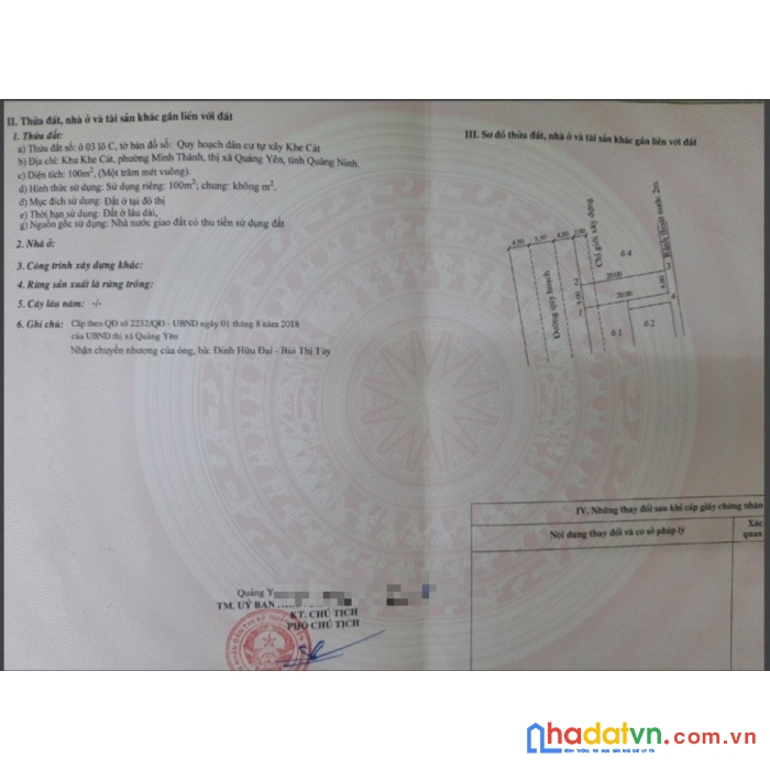 Chính chủ cần tiền bán nhanh lô đất khu khe cát – phường minh thành – xã quảng yên – tỉnh quảng