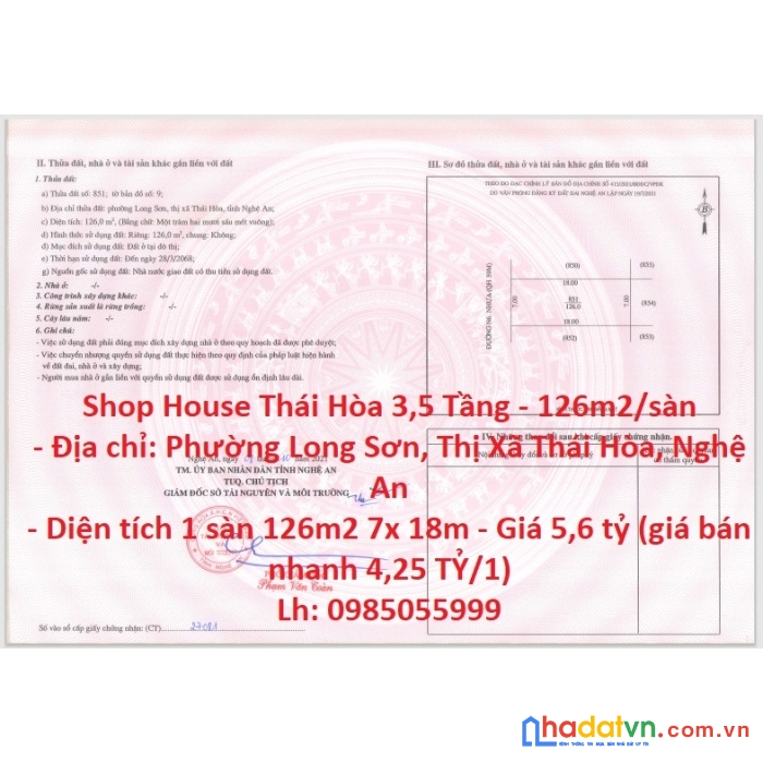 Cơ hội vàng đầu tư - quyết định bán gấp 2 căn shop house thái hòa 3,5 tầng - 126m2/sàn