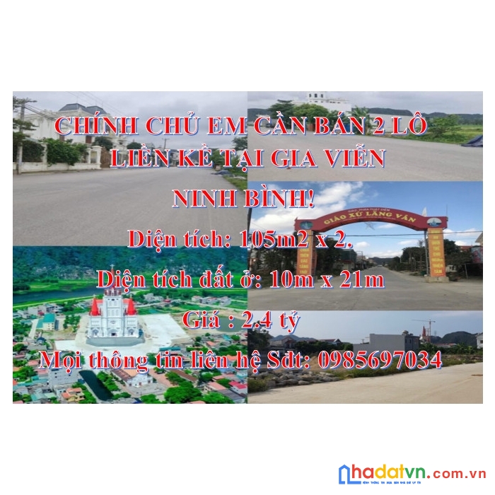 Chính chủ em cần bán 2 lô liền kề tại gia viễn – ninh bình!