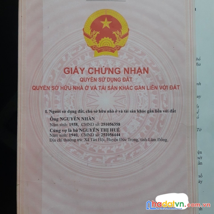 Chính chủ cần bán lô đất đẹp tại xã tân hội, huyện đức trọng, lâm đồng