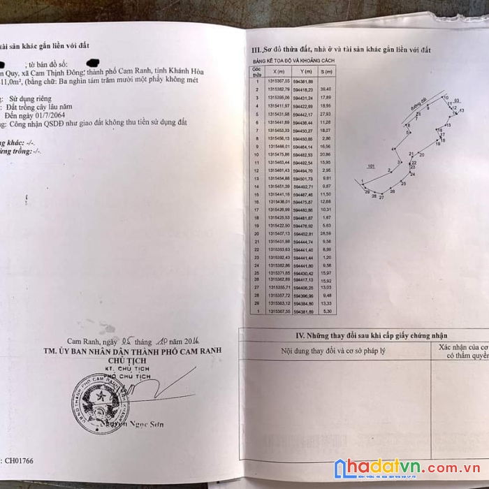 * cần bán lô đất cln tại hòn quy, xã cam thịnh đông, thành phố cam ranh, tỉnh khánh hòa
