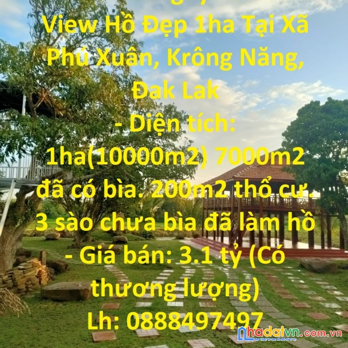 Sở hữu ngay lô đất view hồ đẹp 1ha tại xã phú xuân, krông năng, đak lak