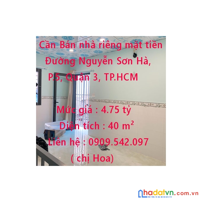 Cần bán nhà riêng mặt tiền nb nguyễn sơn hà, p5, quận 3.tp.hồ chí minh