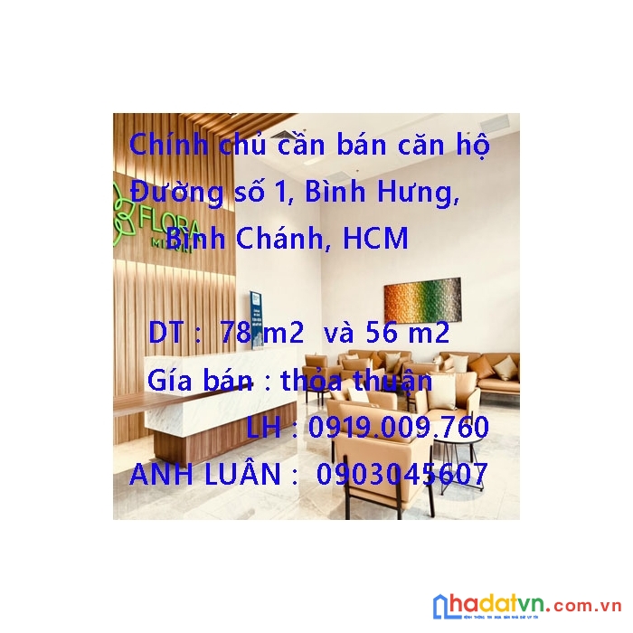 Chính chủ cần bán căn hộ dự án   mizuki park (nam long)  đường số 1, bình hưng, bình chánh, hcm .