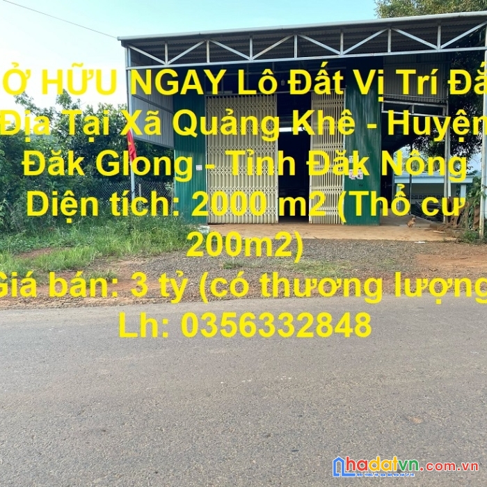 Sở hữu ngay lô đất vị trí đắc địa tại xã quảng khê - huyện đăk glong - tỉnh đăk nông