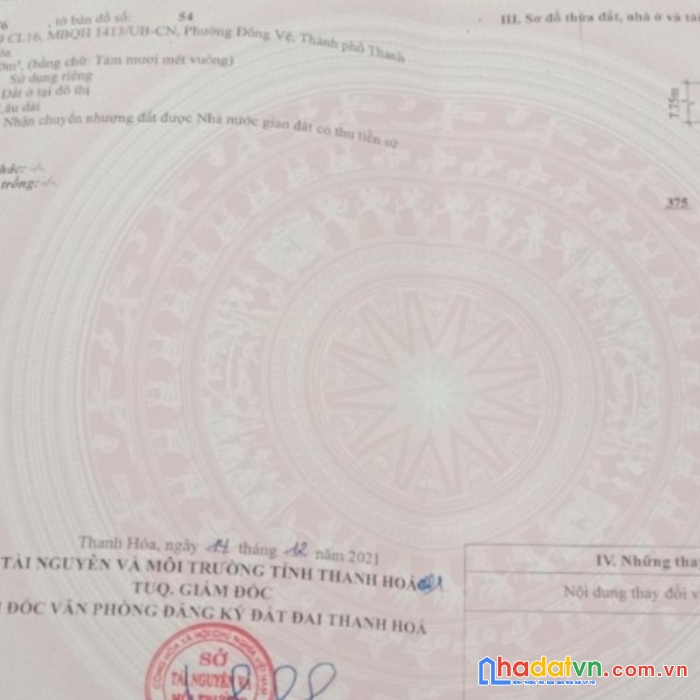 Bán đất mbqh 1413 phường đông vệ, tp thanh hóa