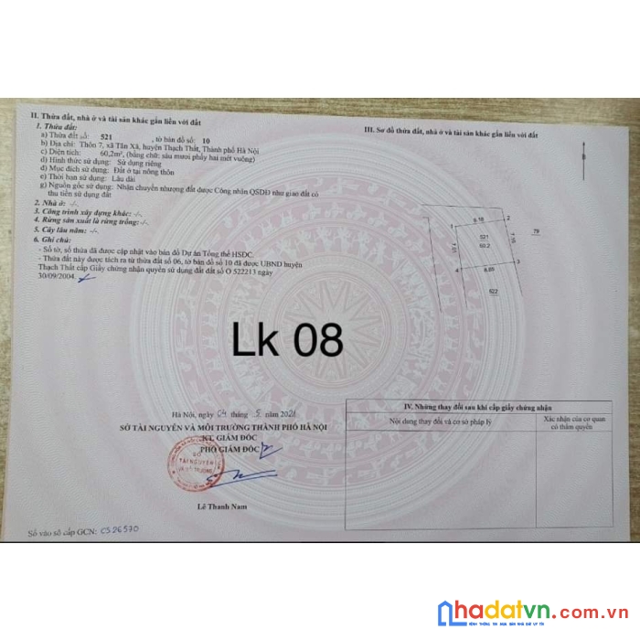 Đầu tư ngay lô duy nhất full thổ cư ngay tân xã, thạch thất, hà nội