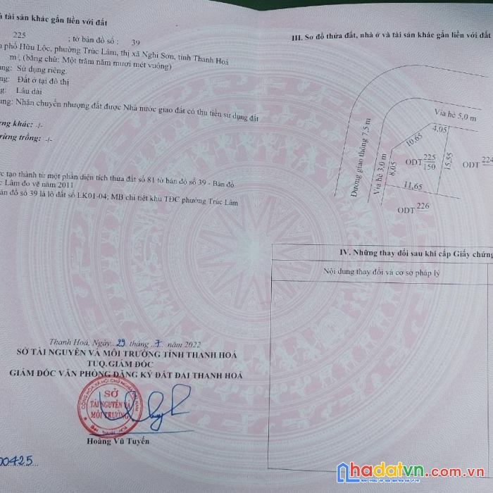 Cần bán lô đất mặt tiền vị trí đắc địa siêu rẻ siêu đẹp tại thị xã nghi sơn, tỉnh thanh hoá.
