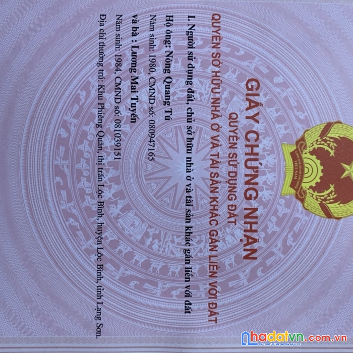 Chính chủ cần bán lô đất tại :thôn pò lọi - xã tú đoạn - huyện lộc bình - lạng sơn