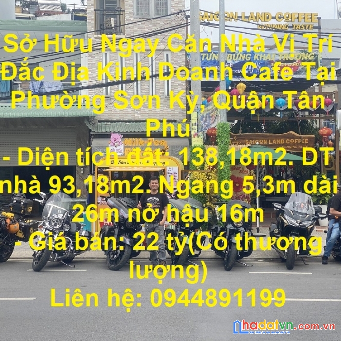 Sở hữu ngay căn nhà vị trí đắc địa kinh doanh cafe tại phường sơn kỳ, quận tân phú