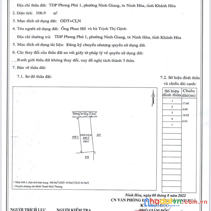 Bán đất phường ninh giang ninh hoà nam vân phong
