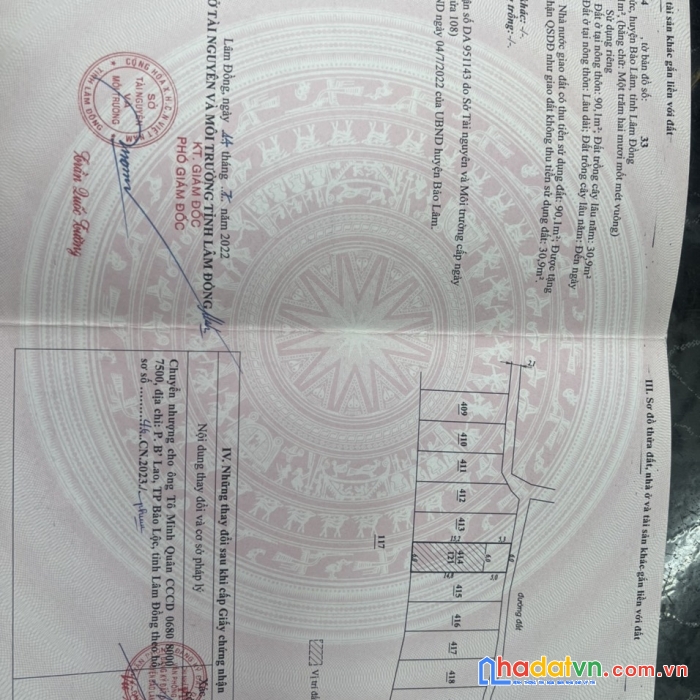 Đất thổ cư tại huyện bảo lâm, lâm đồng