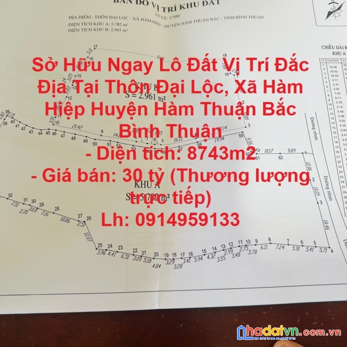 Sở hữu ngay lô đất vị trí đắc địa tại xã hàm hiệp huyện hàm thuận bắc bình thuận