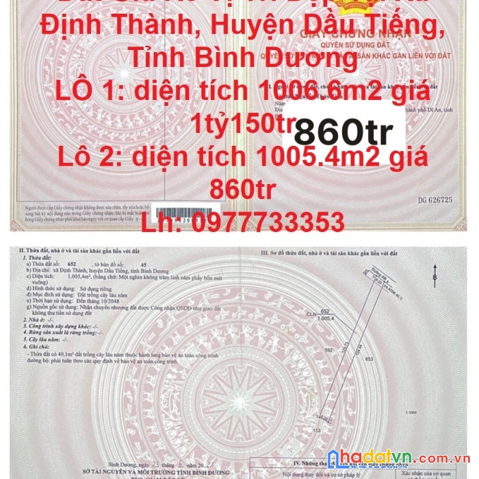 Nhanh tay sở hữu ngay lô đất giá rẻ vị trí đẹp tại định thành, dầu tiếng