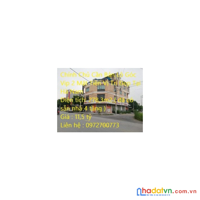 Chính chủ cần bán lô góc vip 2 mặt tiền vị trí đẹp tại hà nam