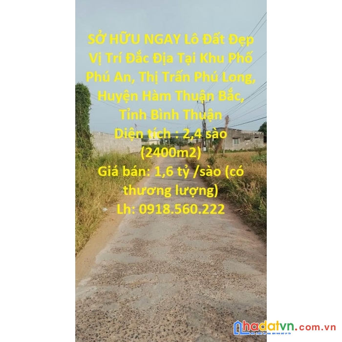Sở hữu ngay lô đất đẹp vị trí đắc địa tại thị trấn phú long