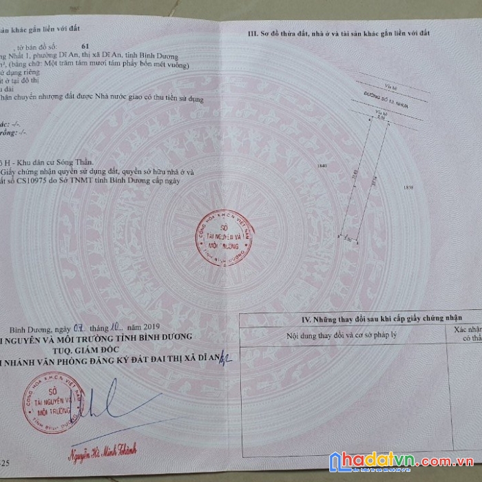 Chính chủ bán nhanh miếng đất mặt tiền đường tại phường dĩ an