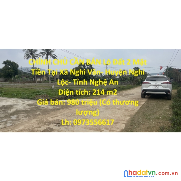 Chính chủ cần bán lô đất 2 mặt tiền tại xã nghi văn- huyện nghi lộc- tỉnh nghệ an
