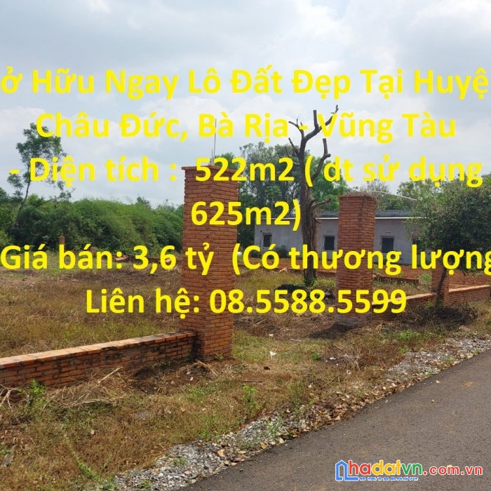 Sở hữu ngay lô đất đẹp tại huyện châu đức, bà rịa - vũng tàu