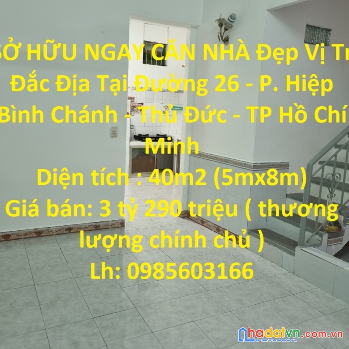 Sở hữu ngay căn nhà đẹp vị trí đắc địa tại đường 26 - p. hiệp bình chánh - thủ đức - tp hồ chí minh