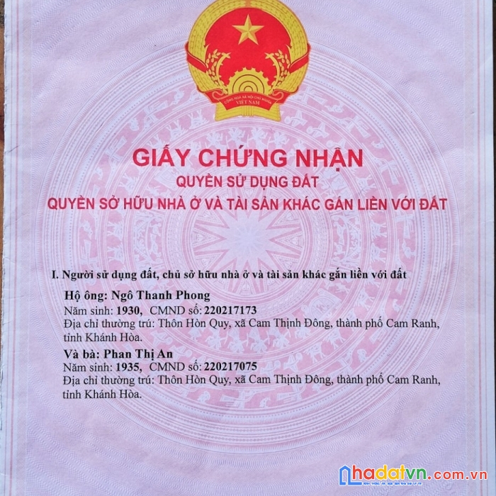 Sở hữu ngay lô đất đẹp vị trí đắc địa tại xã cam thịnh đông, tp cam ranh, khánh hòa