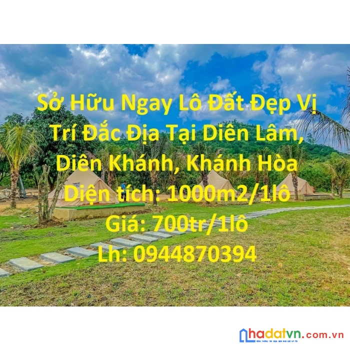 Sở hữu ngay lô đất đẹp vị trí đắc địa tại diên lâm, diên khánh