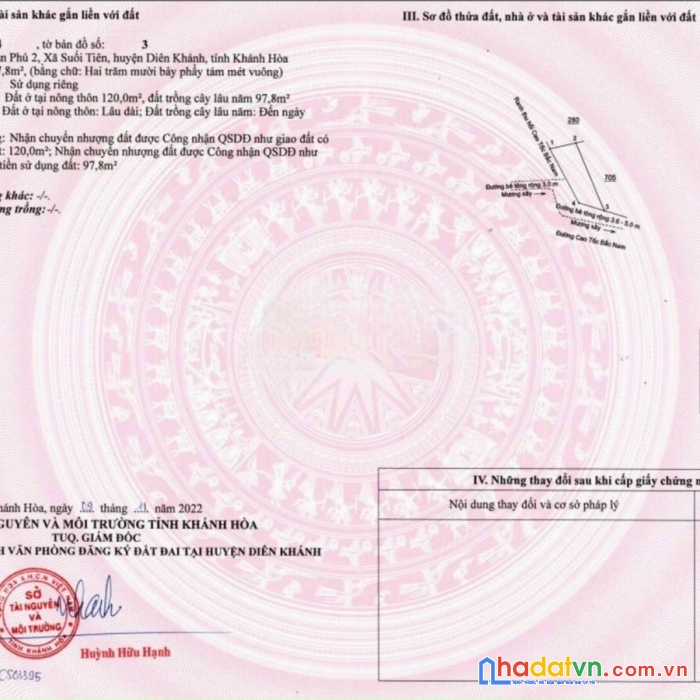 Bán đất suối tiên, diên khánh 217m2 giá 1,45 tỷ