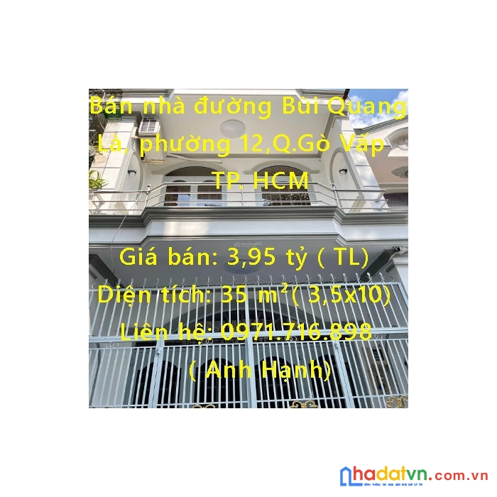 Bán nhà đường bùi quang là, phường 12, quận gò vấp, tp. hcm