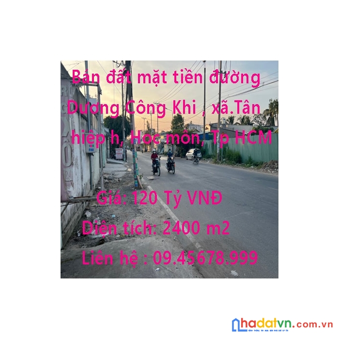Bán đất mặt tiền đường dương công khi , xã.tân hiệp h, hoc môn, tp hcm