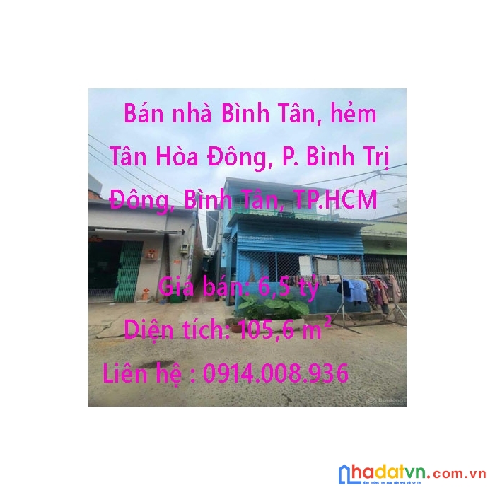 Bán nhà bình tân, hẻm 7m tân hòa đông, phường bình trị đông, bình tân, hồ chí minh