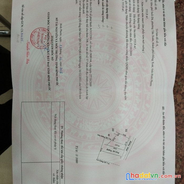 Chính chủ cần bán gấp lô đất hai mặt tiền tại tỉnh bình phước.