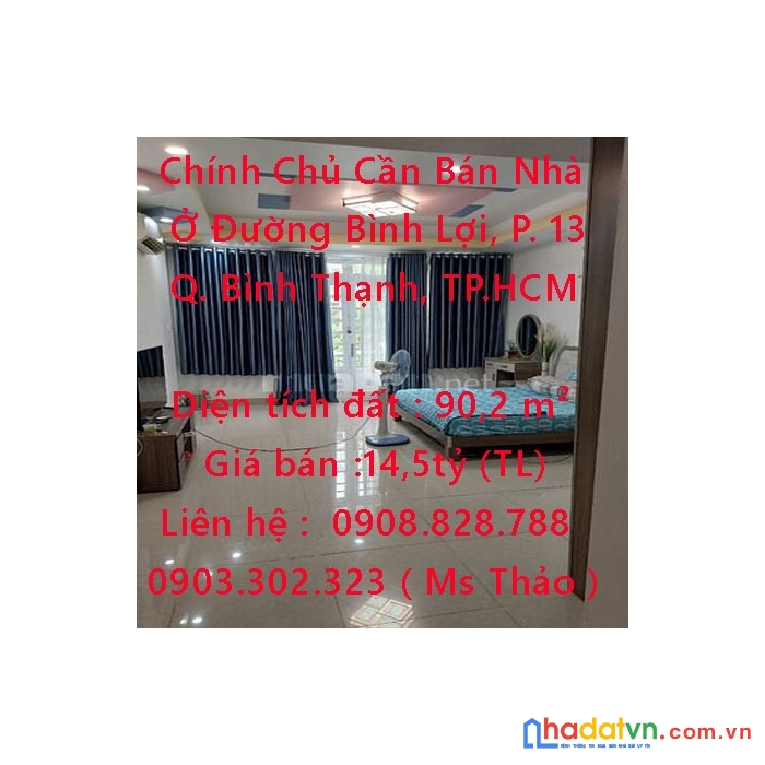 Chính chủ cần bán nhà ở đường bình lợi, phường 13, quận bình thạnh, tp.hcm
