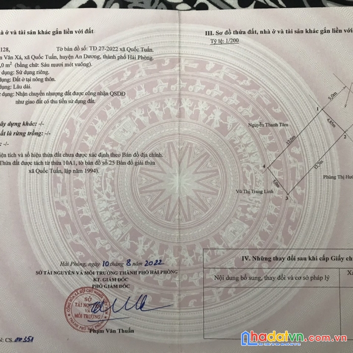 Chính chủ cần bán lô đất tại thôn văn xá - xã quốc tuấn - huyện an dương - tp hải phòng.