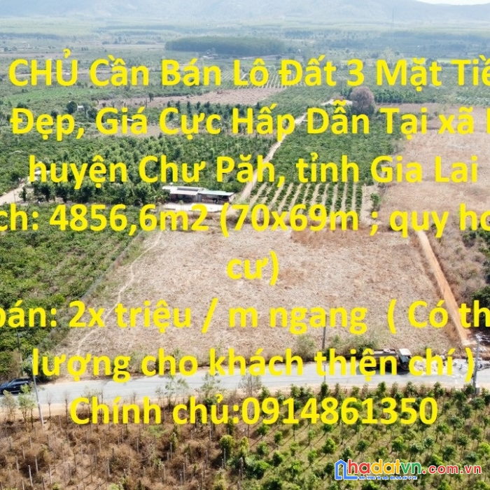 Chính chủ cần bán lô đất 3 mặt tiền vị trí siêu đẹp, giá cực hấp dẫn tại chư păh, gia lai