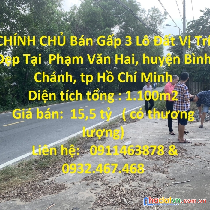Chính chủ bán gấp 3 lô đất vị trí đẹp tại bình chánh - tp hồ chí minh