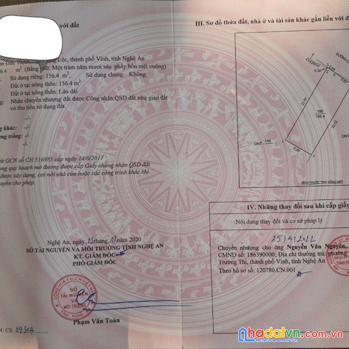 Chính chủ cần bán 4 lô đất mặt đường trần thánh tông - hưng lộc tp vinh – nghệ an