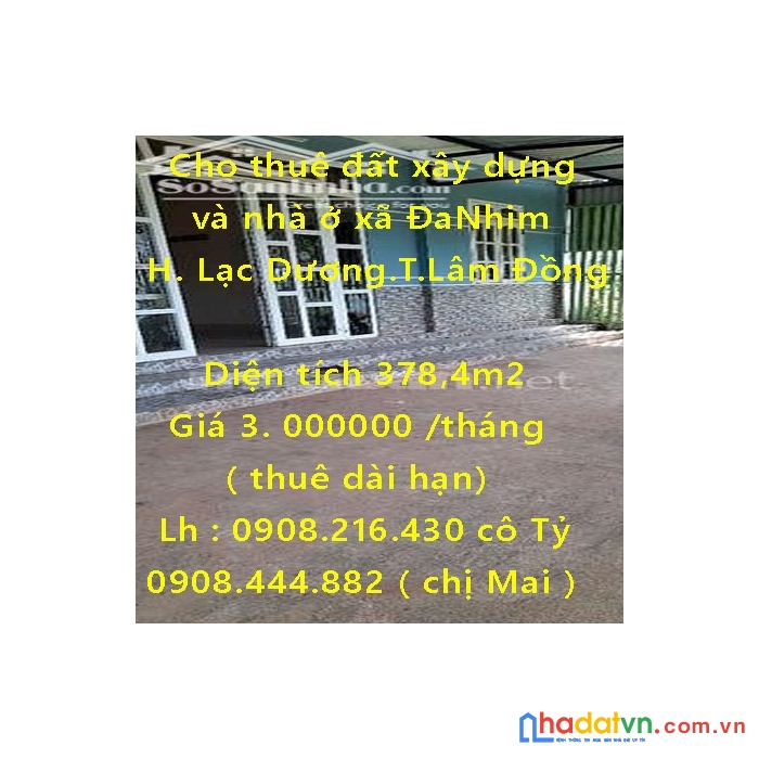 Cho thuê đất xây dựng và nhà ở xã đanhim - huyện lạc dương