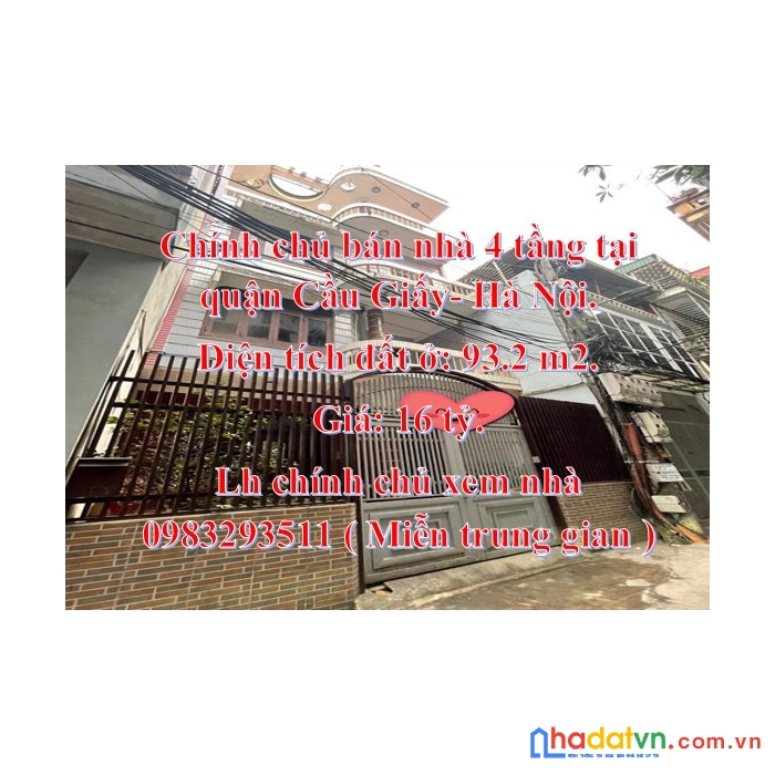 Chính chủ bán nhà 4 tầng tại quận cầu giấy, hà nội.