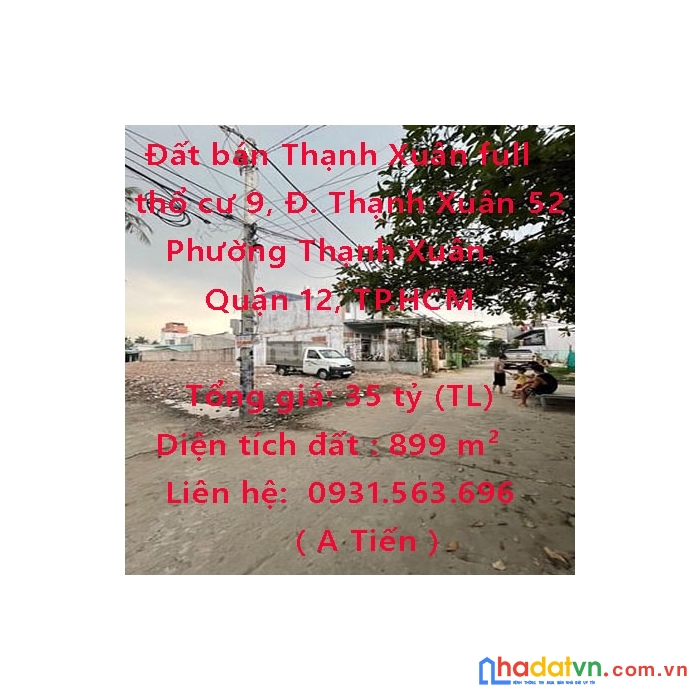Bán đất bán thạnh xuân full thổ cư 9, đường thạnh xuân 52, phường thạnh xuân, quận 12, tp.hcm