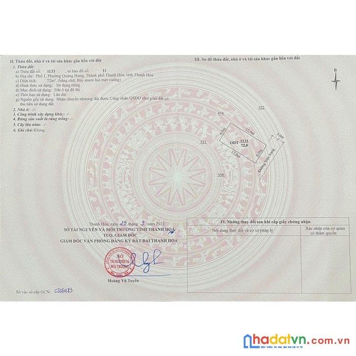 Chính chủ cần bán gấp lô đất vị trí đắc địa tại thanh hóa