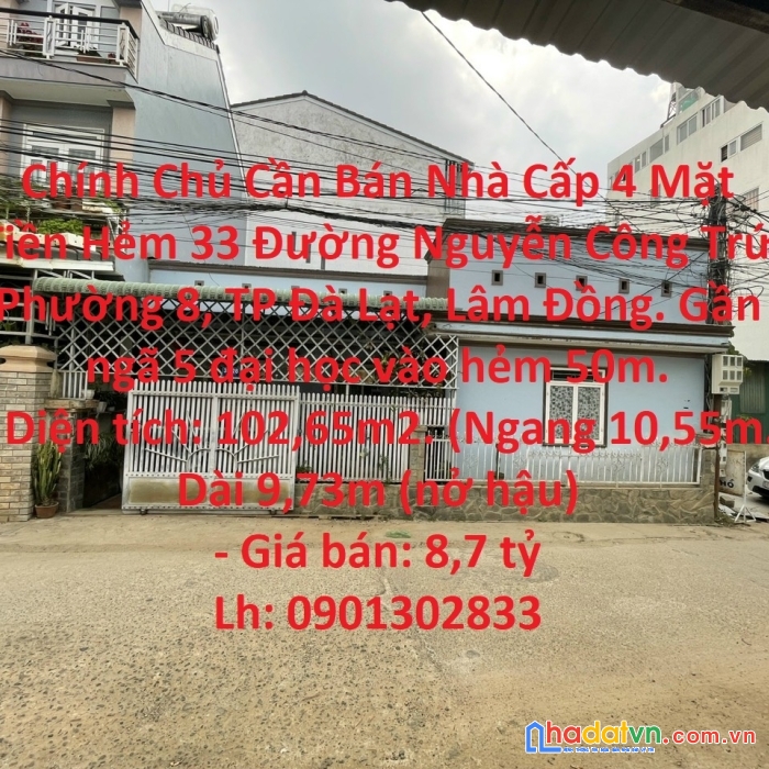 Chính chủ cần bán nhà cấp 4 mặt tiền hẻm 33 đường nguyễn công trứ