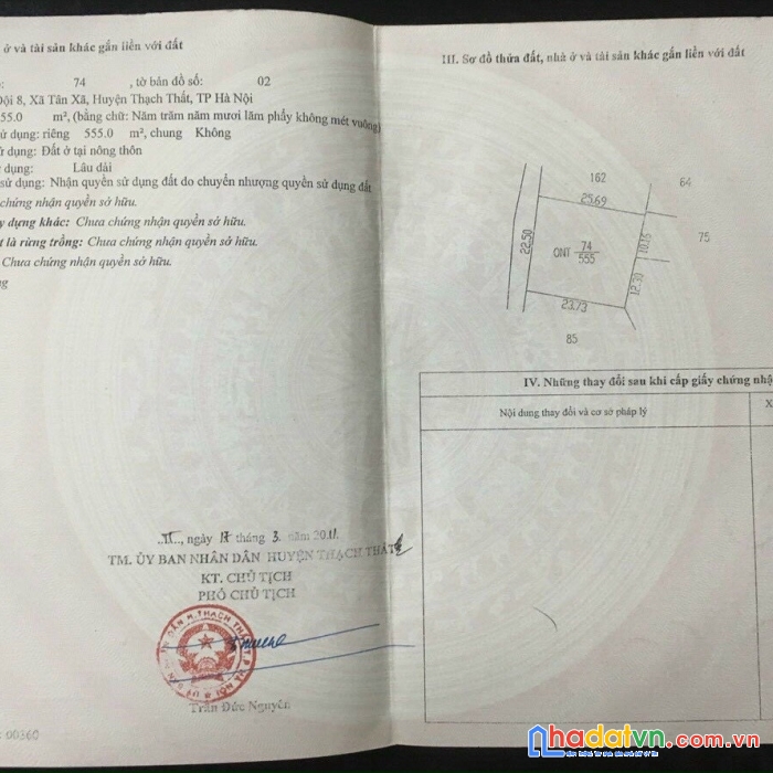 Bán 555m đát đường thông thôn 8 tân xã xây trọ đẹp