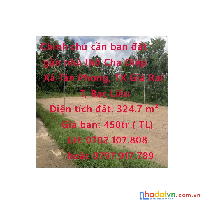 Chính chủ cần bán đất gần nhà thờ cha diệp tuyến tránh thị trấn hộ phòng, xã tân phong, thị xã giá