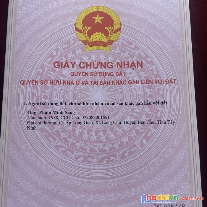 Cần bán gấp lô đất vị trí siêu đắc địa tại huyện bến cầu, tỉnh tây ninh.
