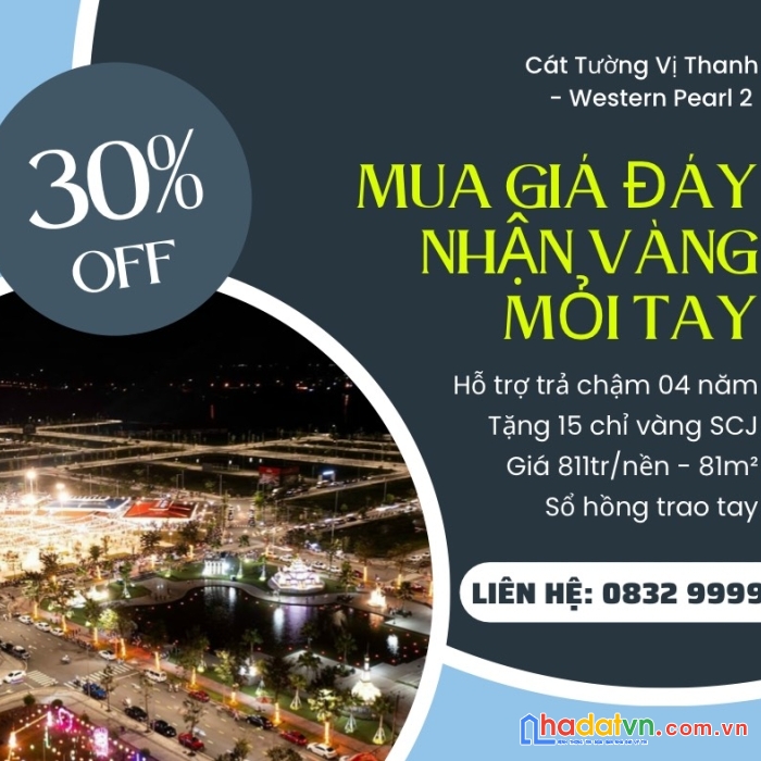 Bán gấp nền gần chợ đêm bến thành, >80m thổ cư, tp vị thanh.