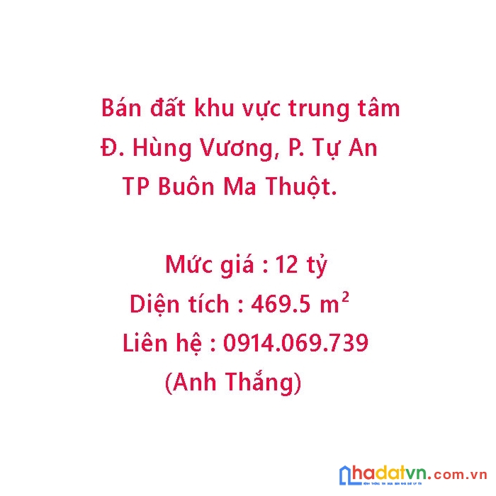 Bán đất khu vực trung tâm tp buôn ma thuột.